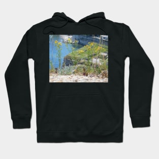 Sunlit Blooms: Corfu Coastal View Photo Hoodie